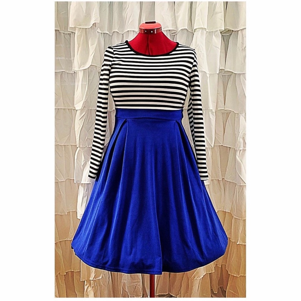 Cute Blue, Black and White Dress